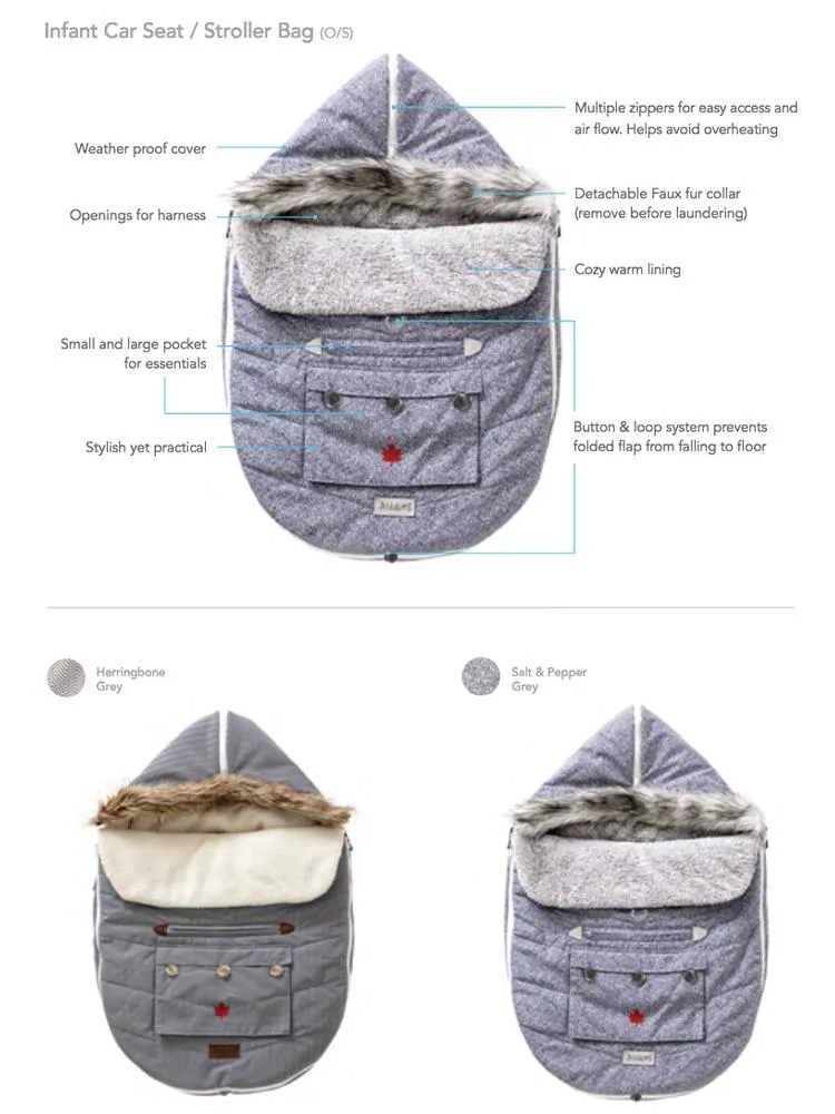 Juddlies - Infant Push Chair & Car Seat Bag   - Salt & Pepper Grey 0-12 Months