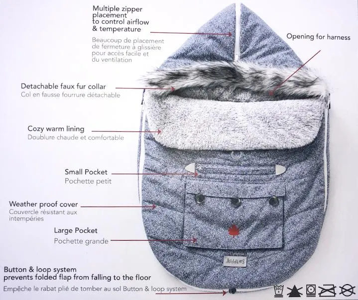Juddlies - Infant Push Chair & Car Seat Bag   - Salt & Pepper Grey 0-12 Months