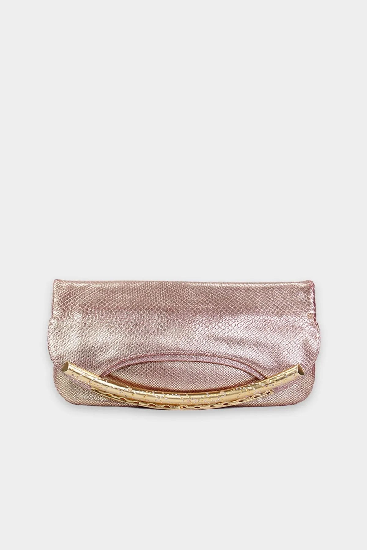 Judith Leiber Rose-Gold Leather Clutch