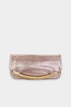 Judith Leiber Rose-Gold Leather Clutch