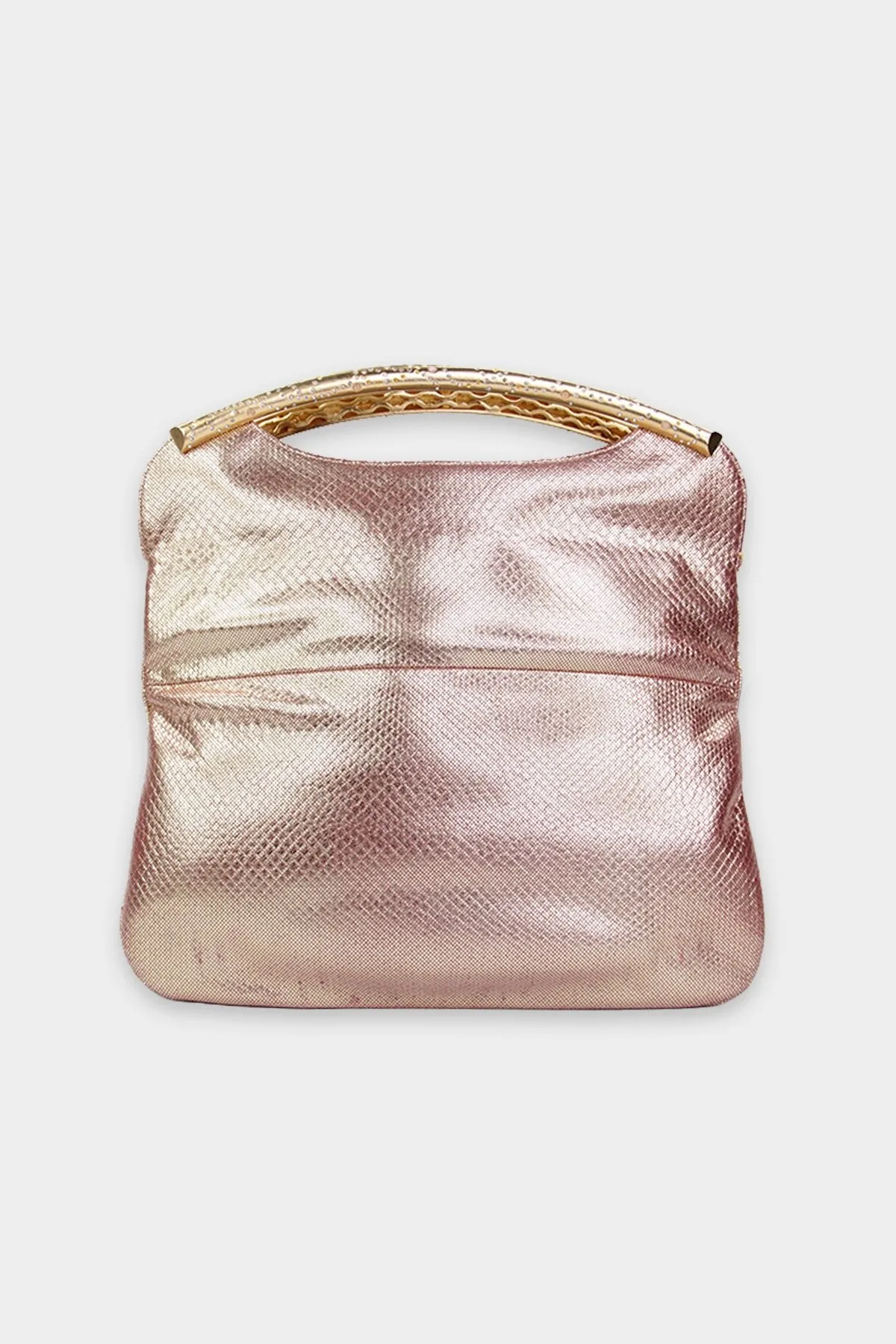 Judith Leiber Rose-Gold Leather Clutch