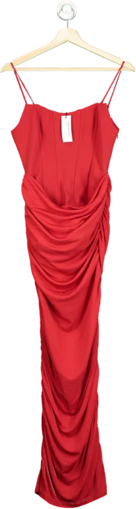 Karen Millen Red Premium Viscose Jersey Corset Midi Dress XS