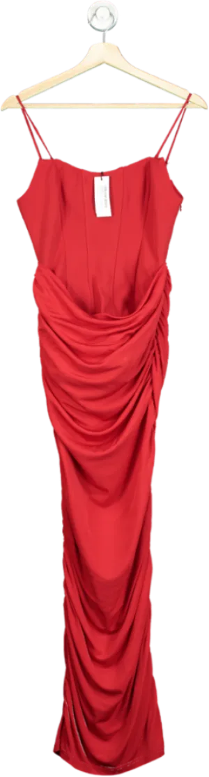 Karen Millen Red Premium Viscose Jersey Corset Midi Dress XS