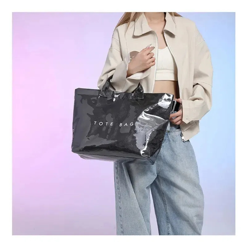 Kawaii Chic Clear Tote Bag 🌈✨ | Stylish & Spacious Velcro Handbag for Women 👜💕 | Perfect for Casual Outings!