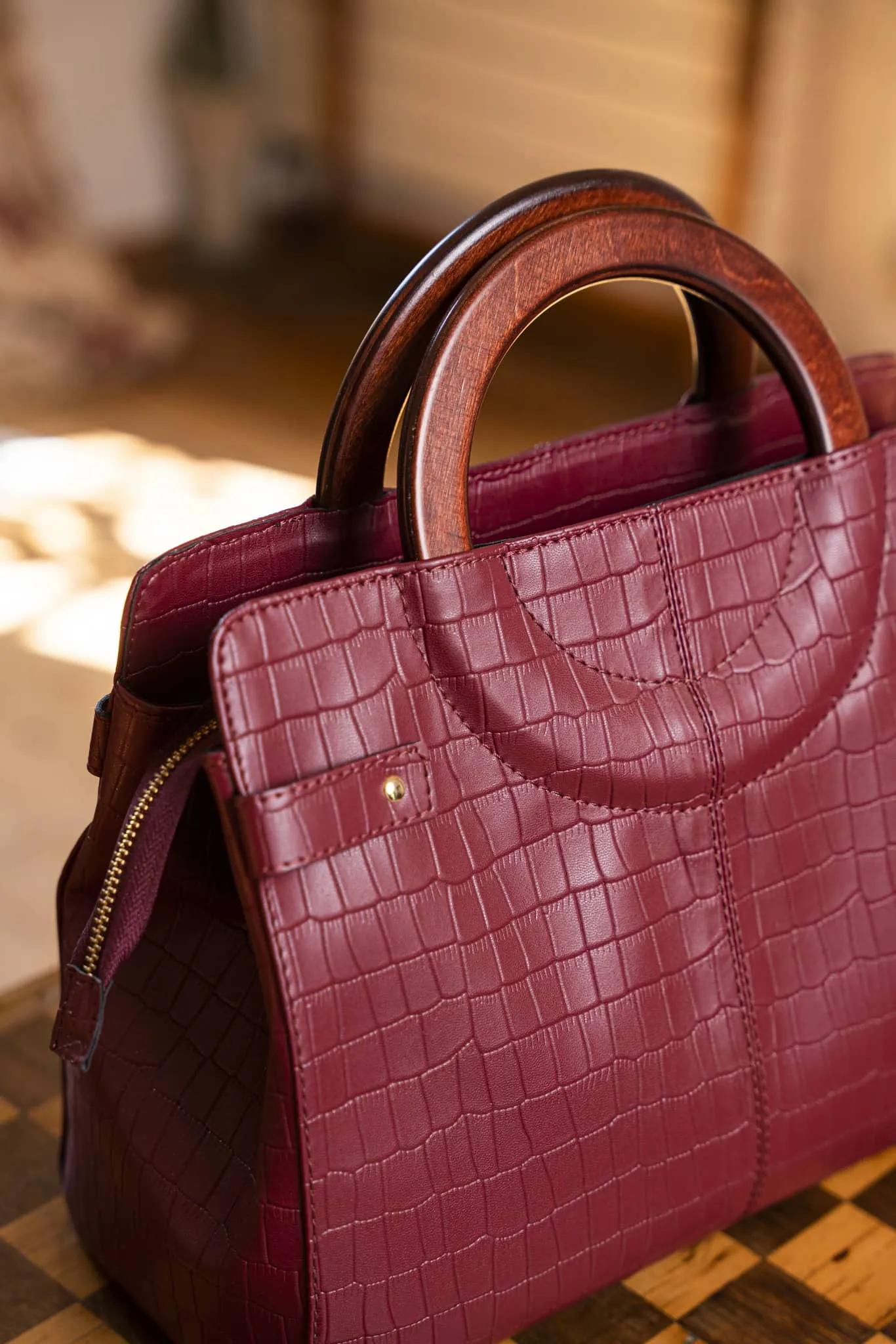 Kayamb Grape Leather Vegan Handbag | Burgundy