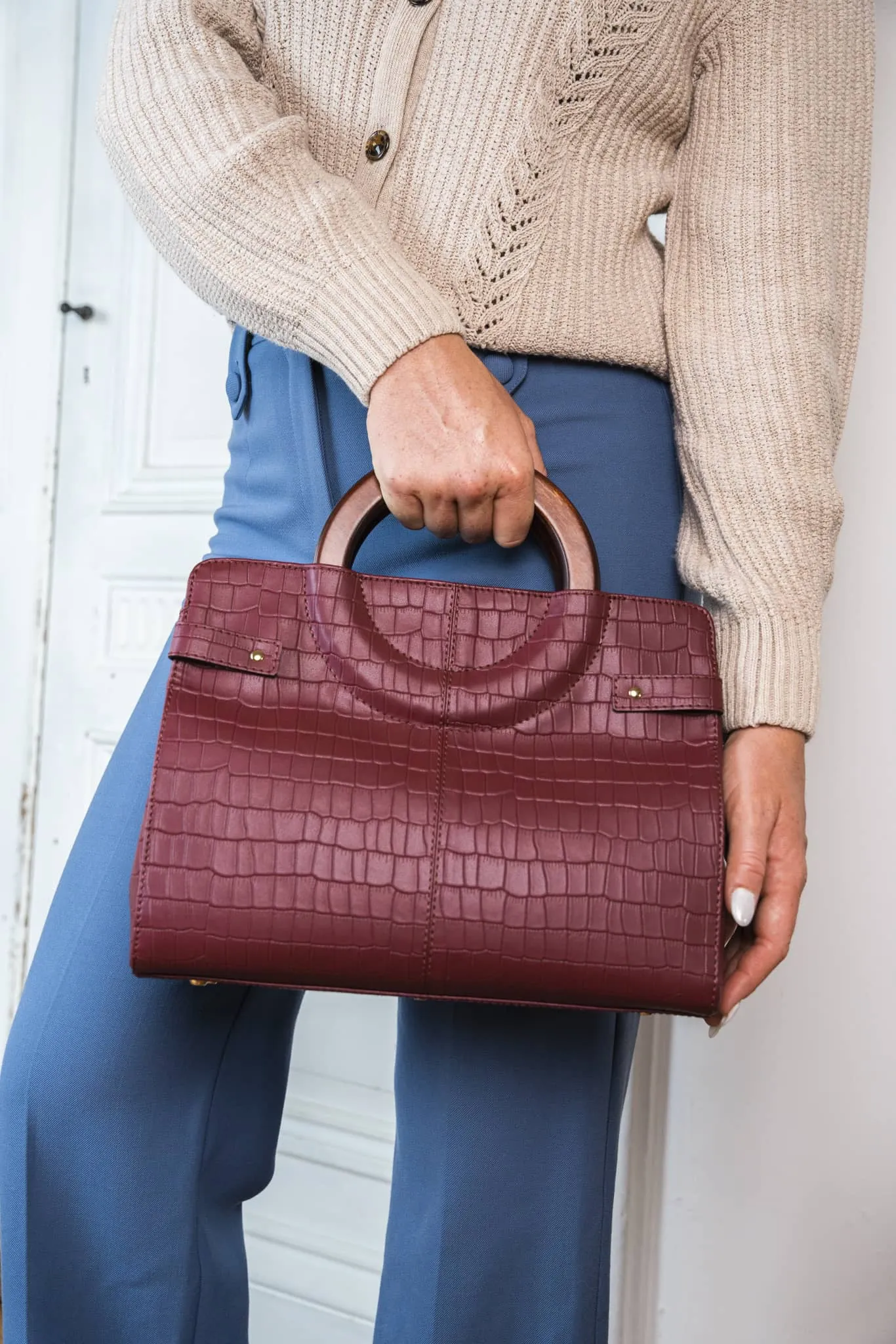 Kayamb Grape Leather Vegan Handbag | Burgundy