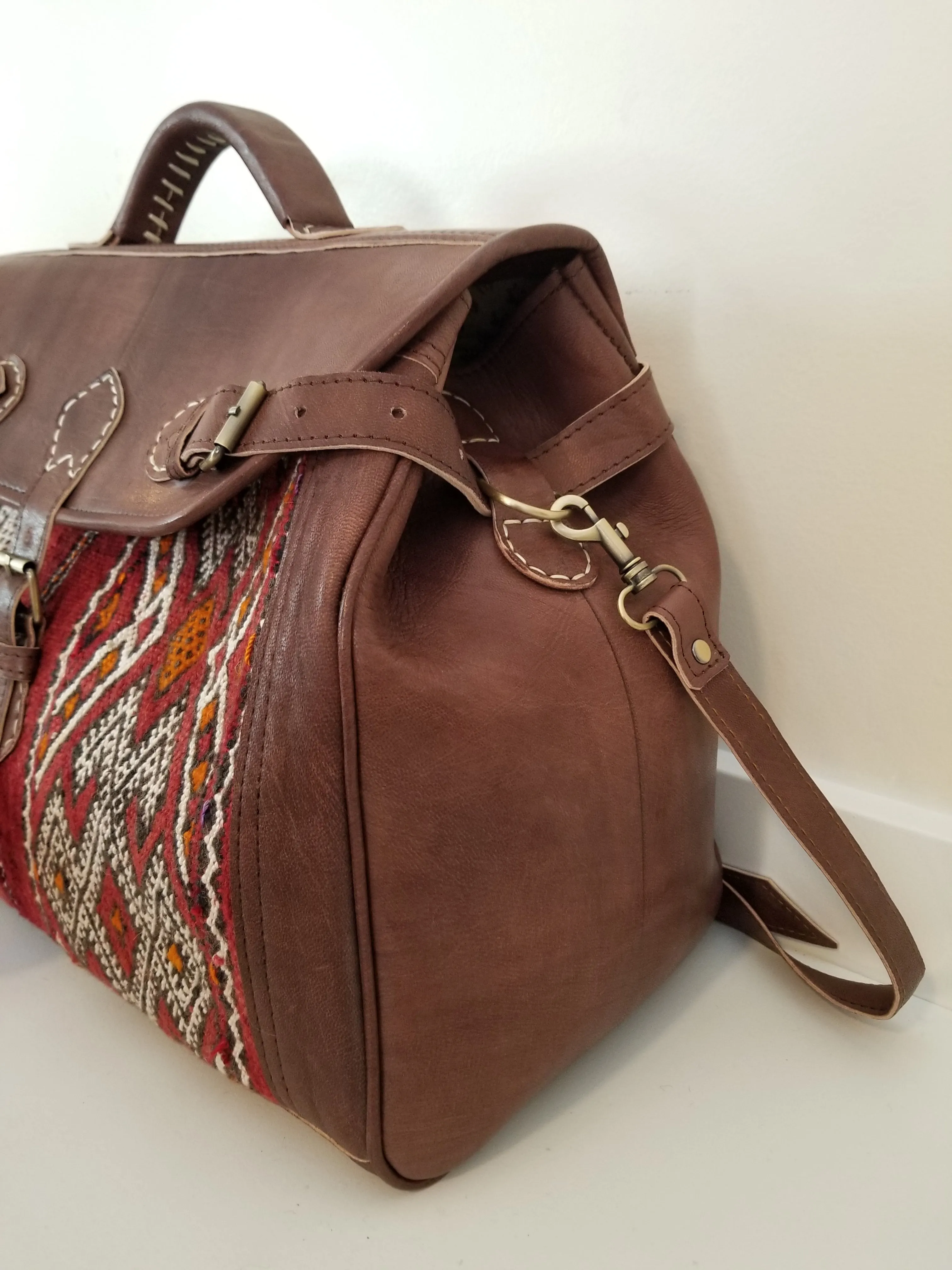 Kilim Leather Bag - Medium