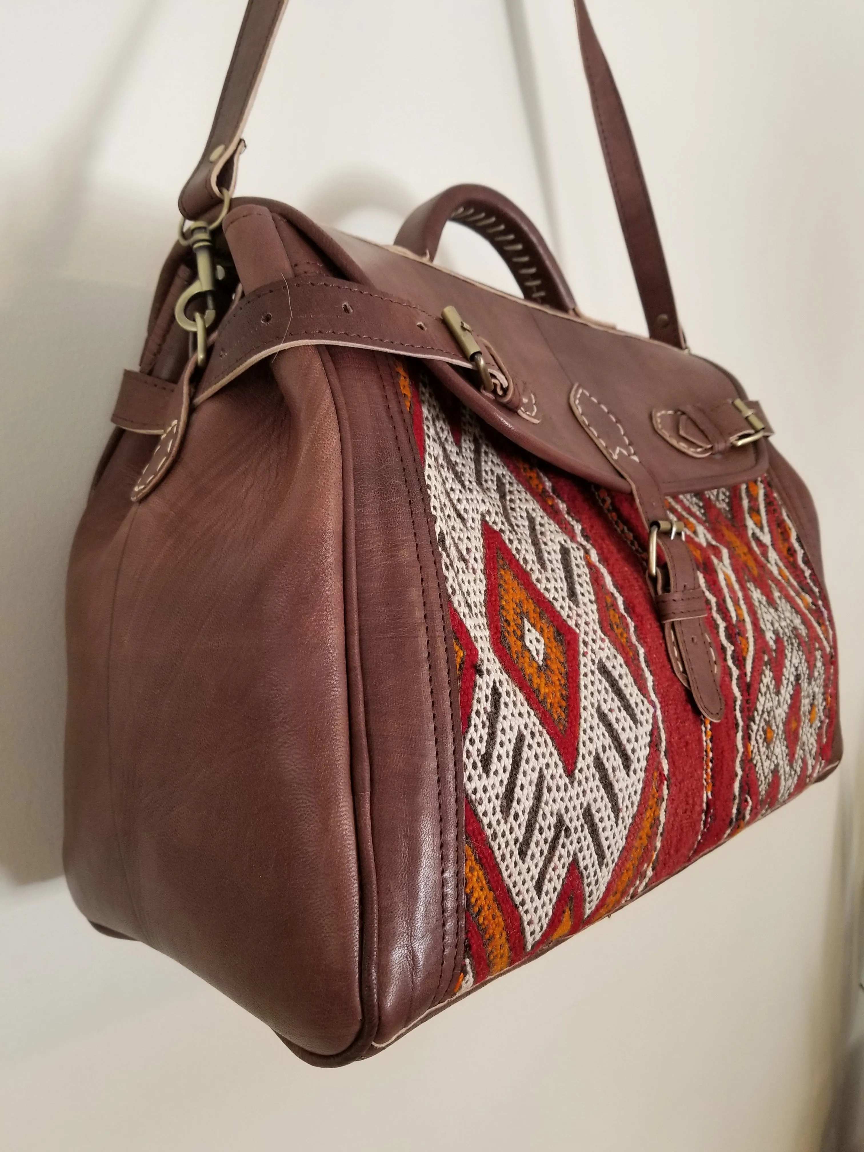 Kilim Leather Bag - Medium