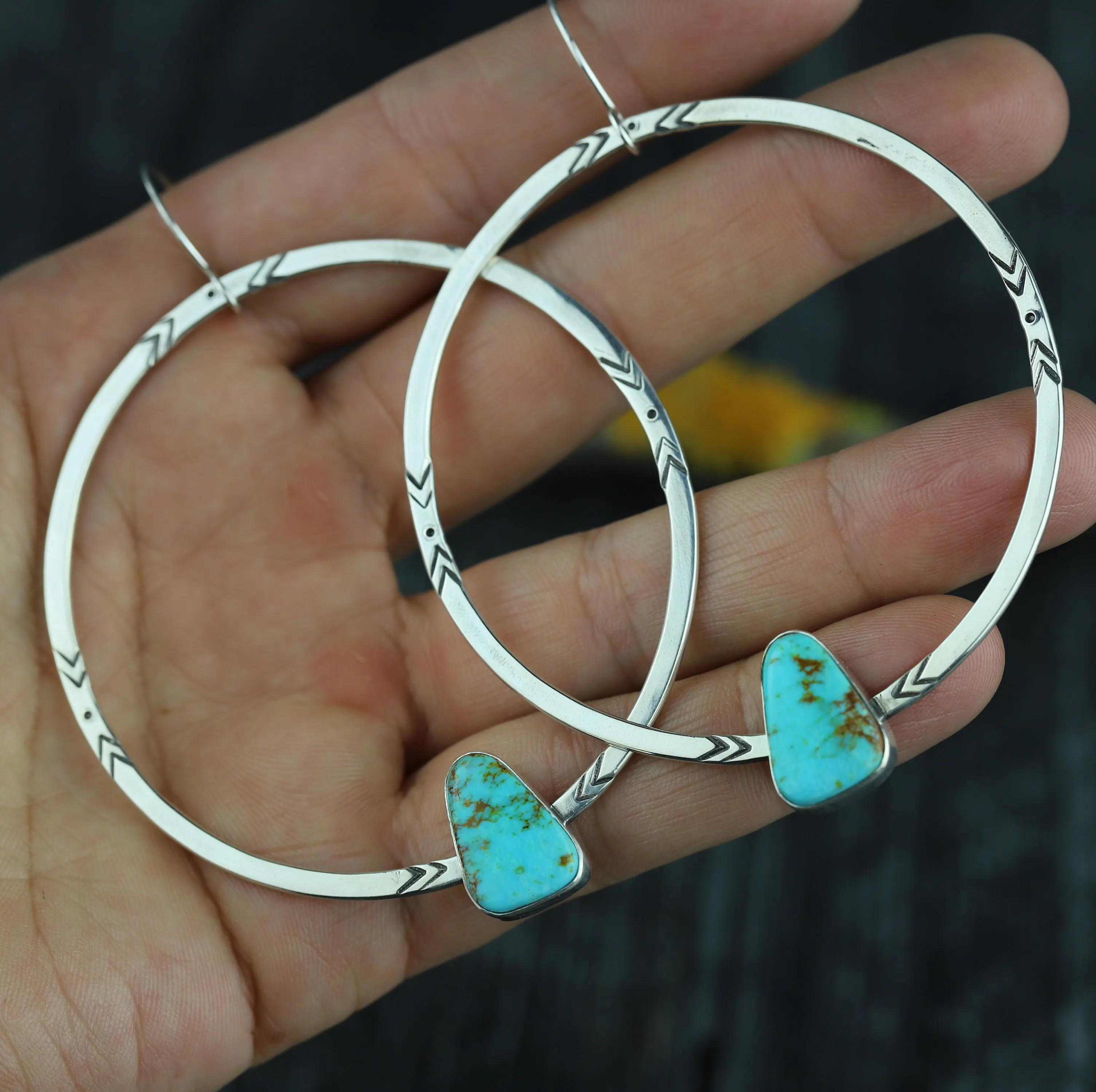 Kingman Turquoise Hoop Earrings