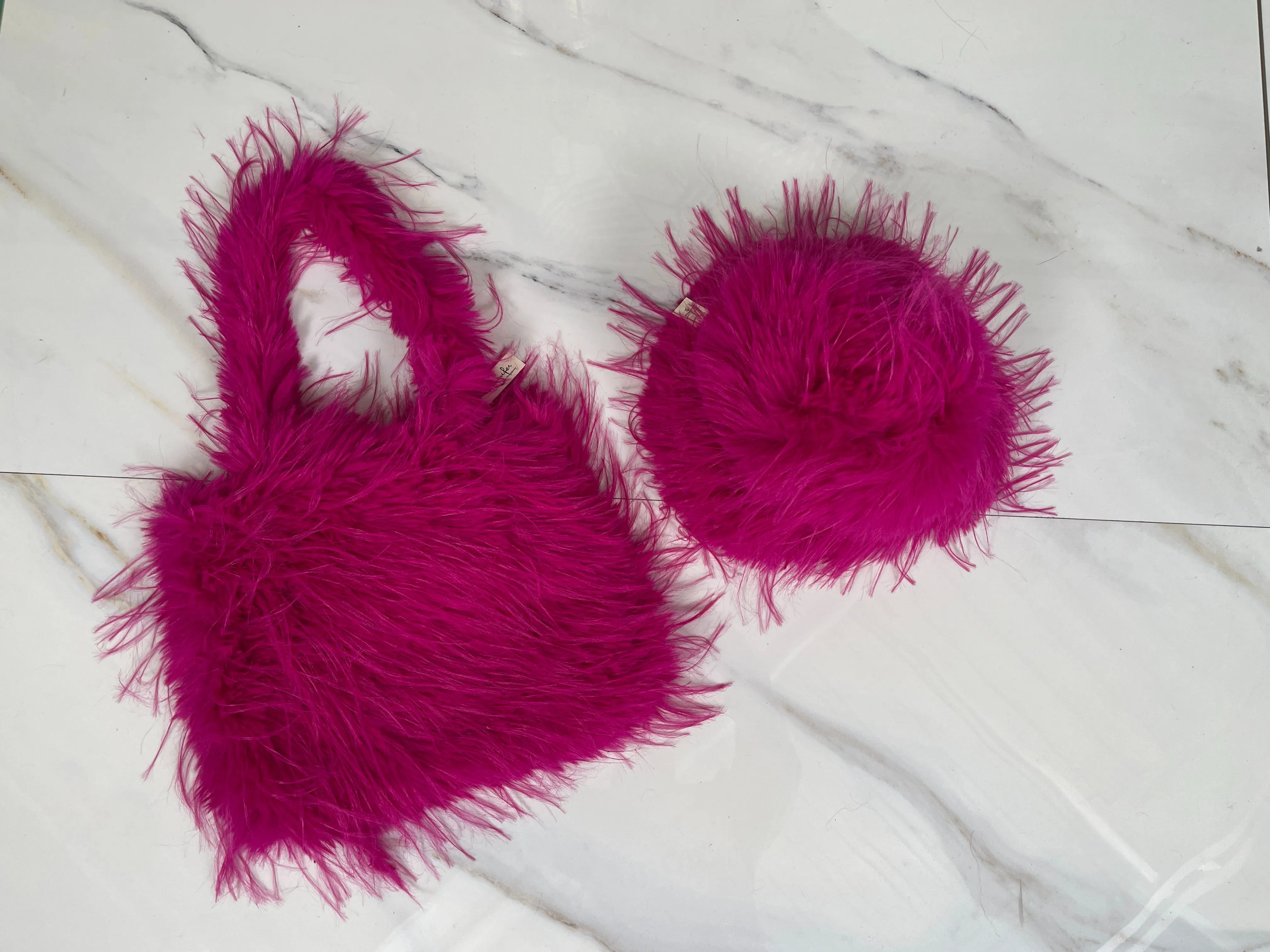 KM1415 KM1420 - FURRY BUCKET HAT & BAG SET (ONE SIZE)