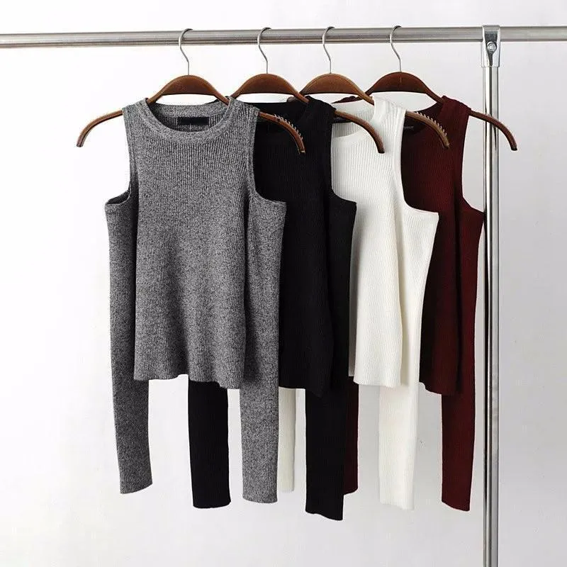 Knitted Off Shoulder Sweater