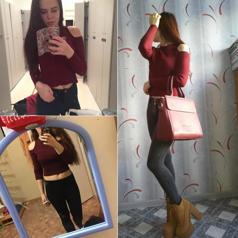 Knitted Off Shoulder Sweater