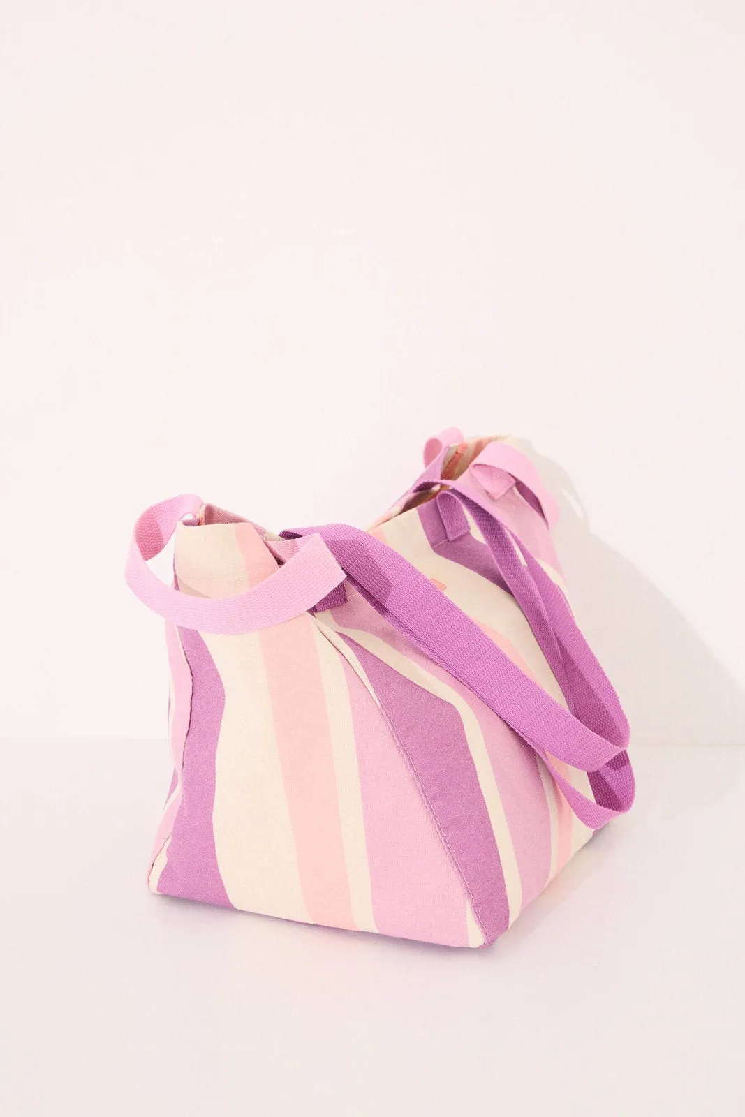 Large canvas and raffia handbag, bag - Purple