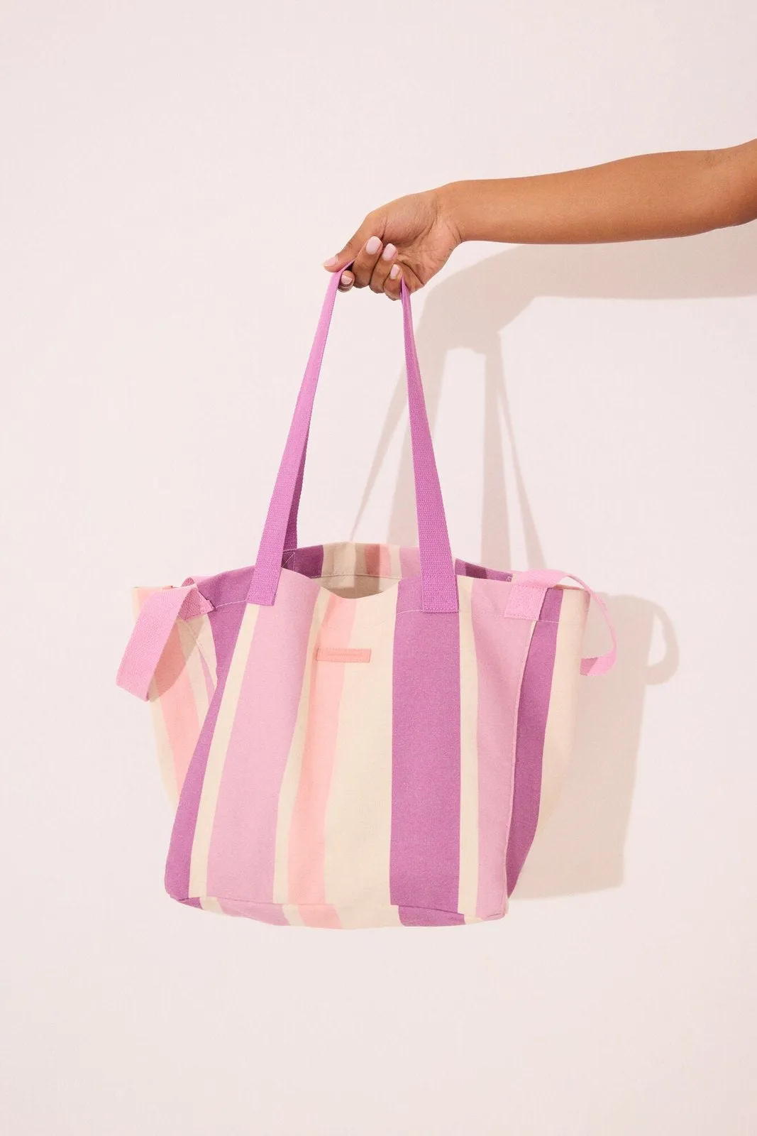 Large canvas and raffia handbag, bag - Purple