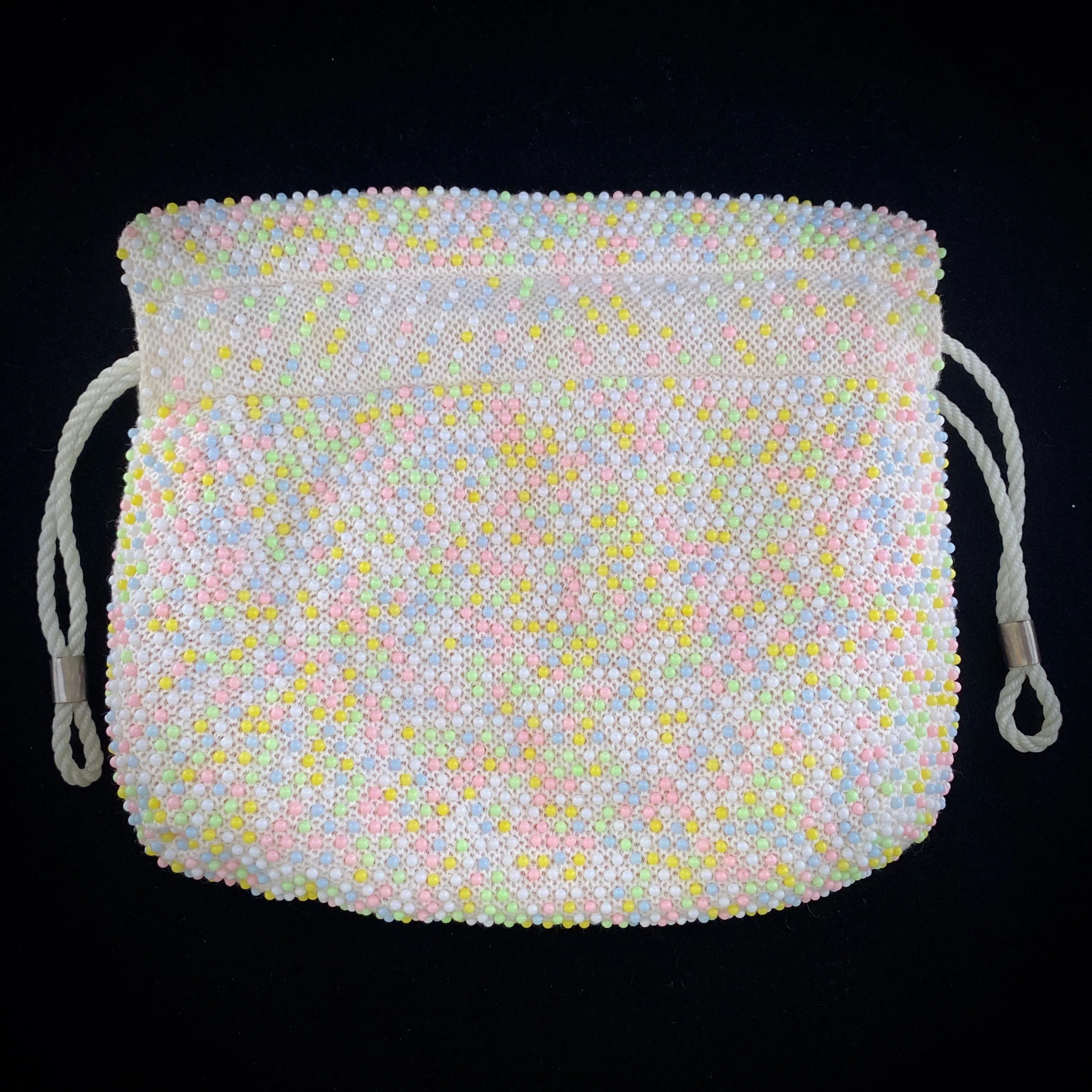 Late 50s/ Early 60s Beaded Reversible Drawstring Bag