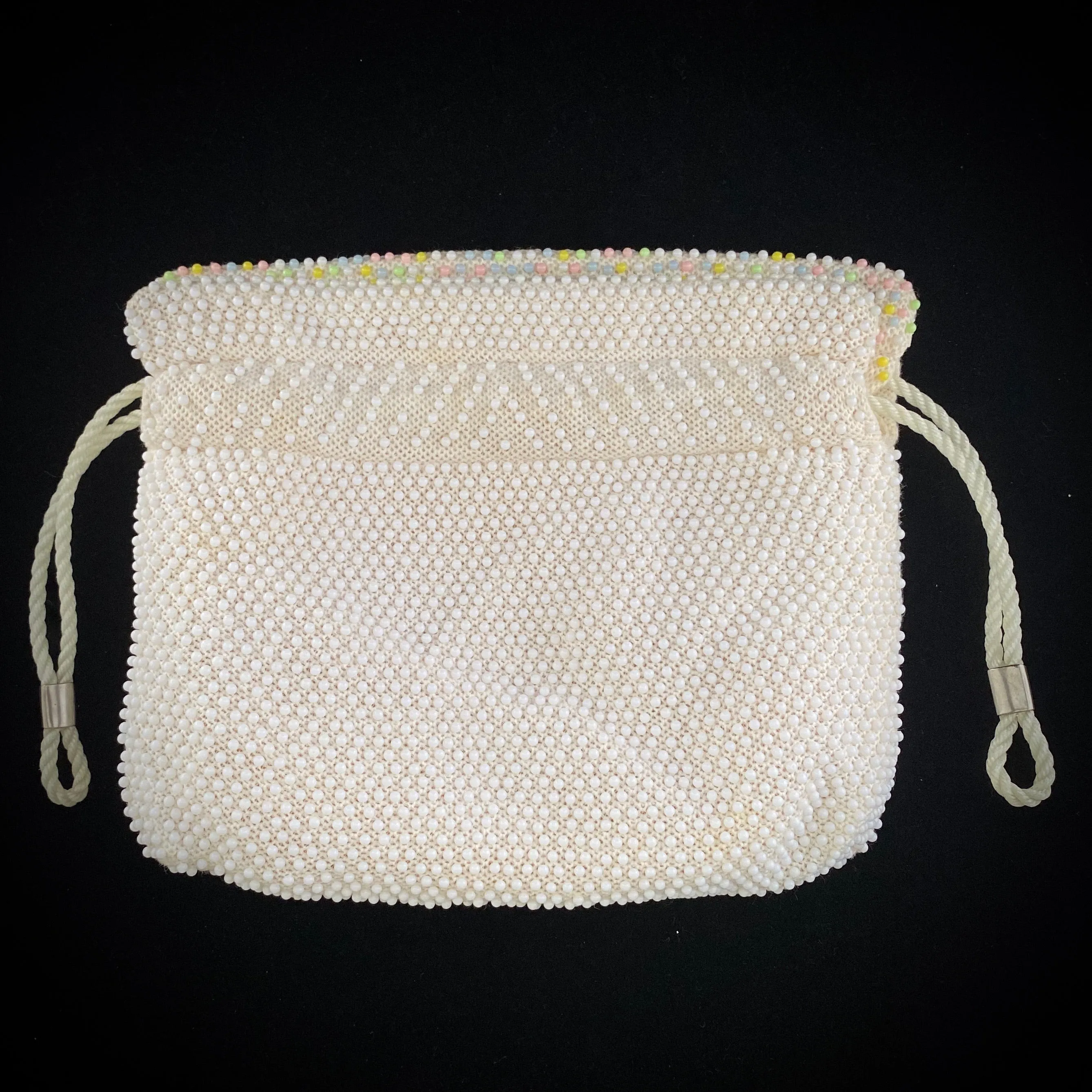 Late 50s/ Early 60s Beaded Reversible Drawstring Bag