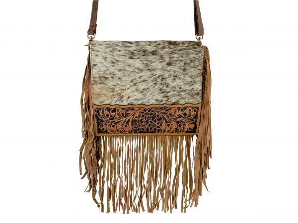 LEATHER COWHIDE CROSS BODY PURSE
