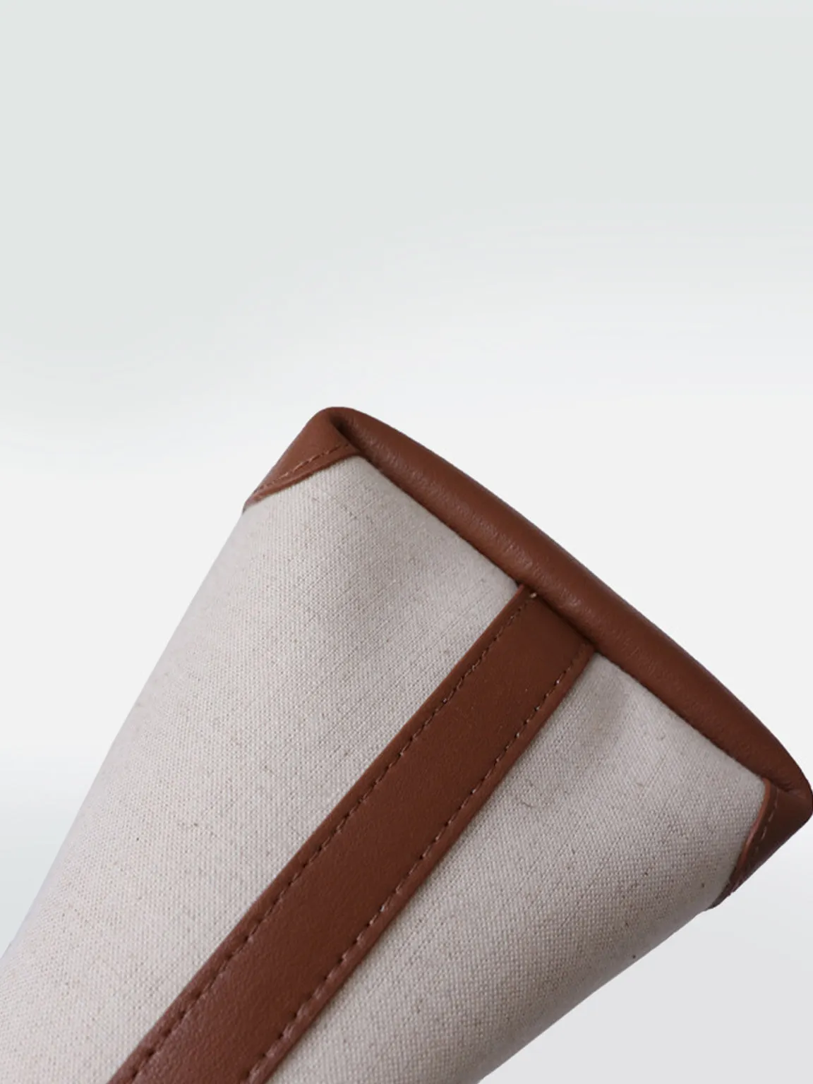 Leather Linen Open-top Bucket Bag Top Handle Tote Bag