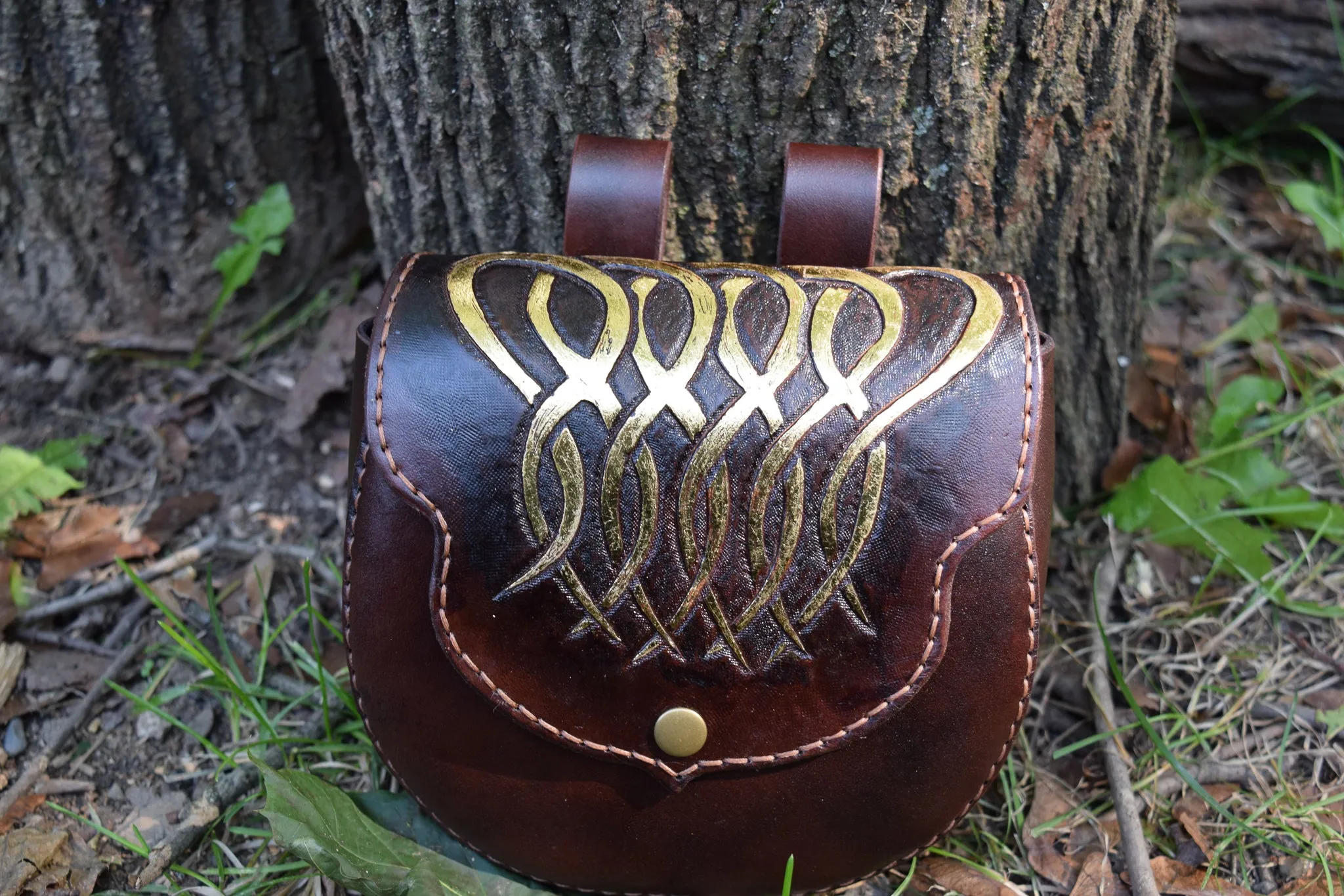 Leather Tooled Sporran Bag