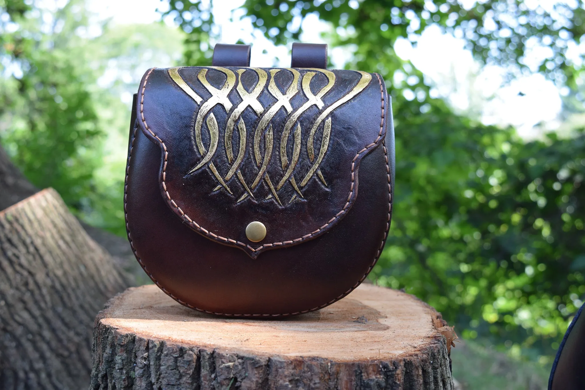 Leather Tooled Sporran Bag