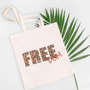 Leopard Print FREEDOM Canvas Tote Eco Bag