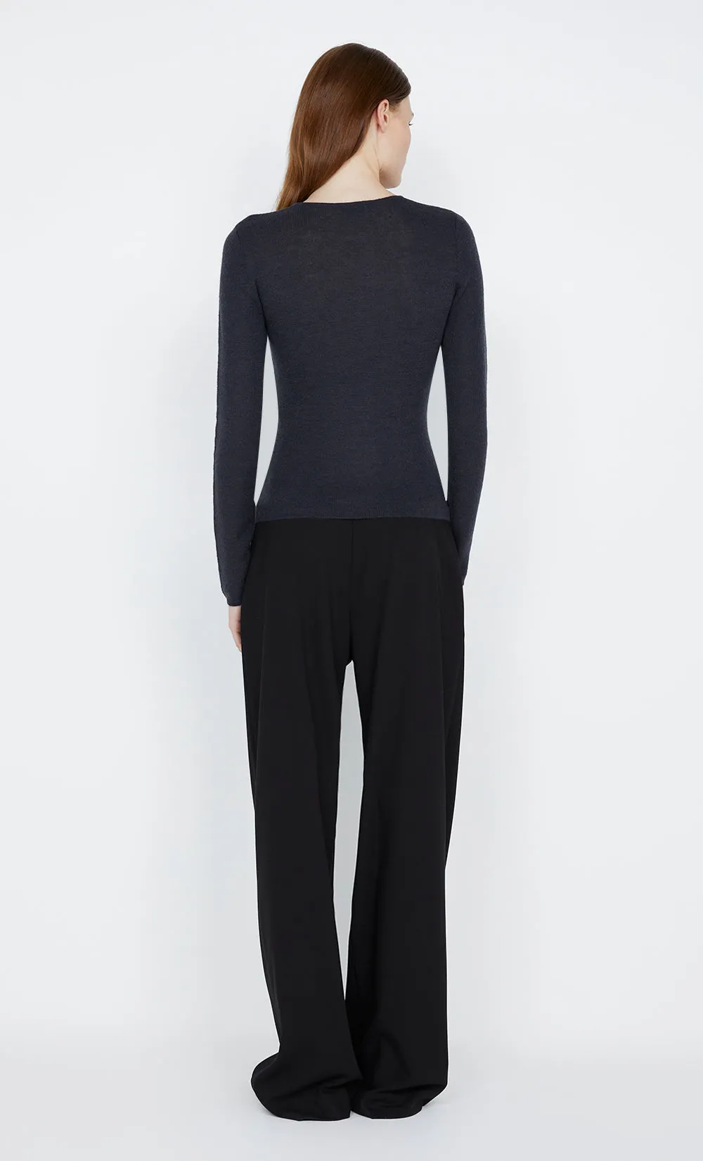 LEX KNIT LONG SLEEVE TOP - CHARCOAL