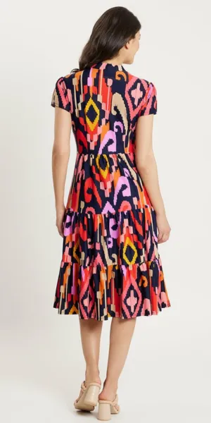 Libby Dress in Grand Ikat Navy