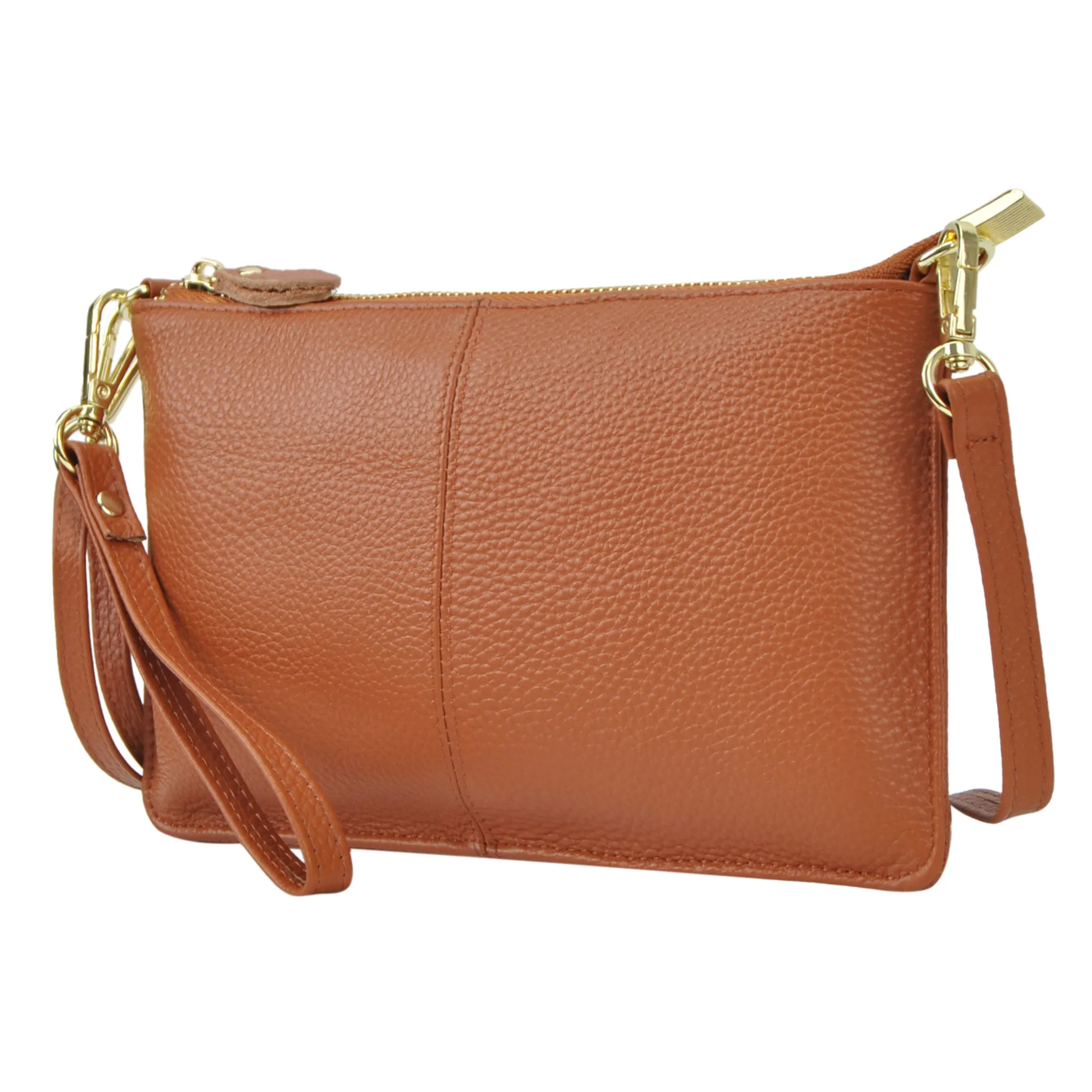 Light Brown NGIL Genuine Leather Wristlet Crossbody Bag