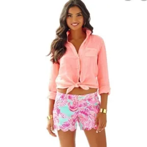 😁Lilly Pulitzer Lovebirds Buttercup Shorts-4