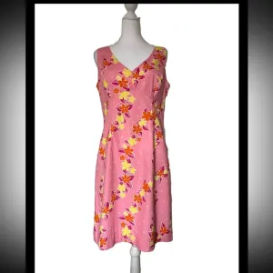 Lilly Pulitzer Pink Floral 100% Cotton Back ZipLined Sleeveless Dress Size 10