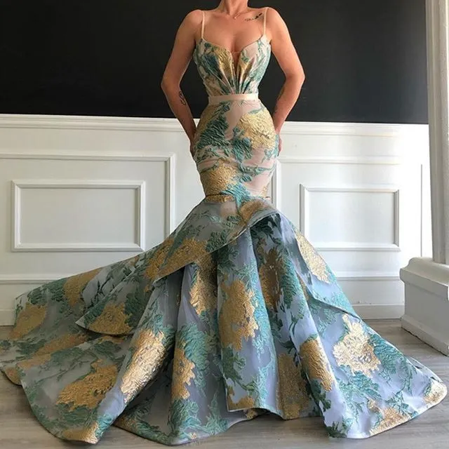 Long Elegant Arabic Women Evening Dress