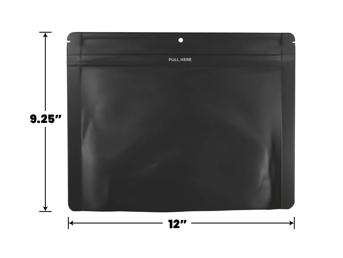 Loud Lock Grip N Pull 12" x 9" Mylar Exit Bag - Child Resistant Pending - Opaque Black or White (50, 100 or 300 Count)