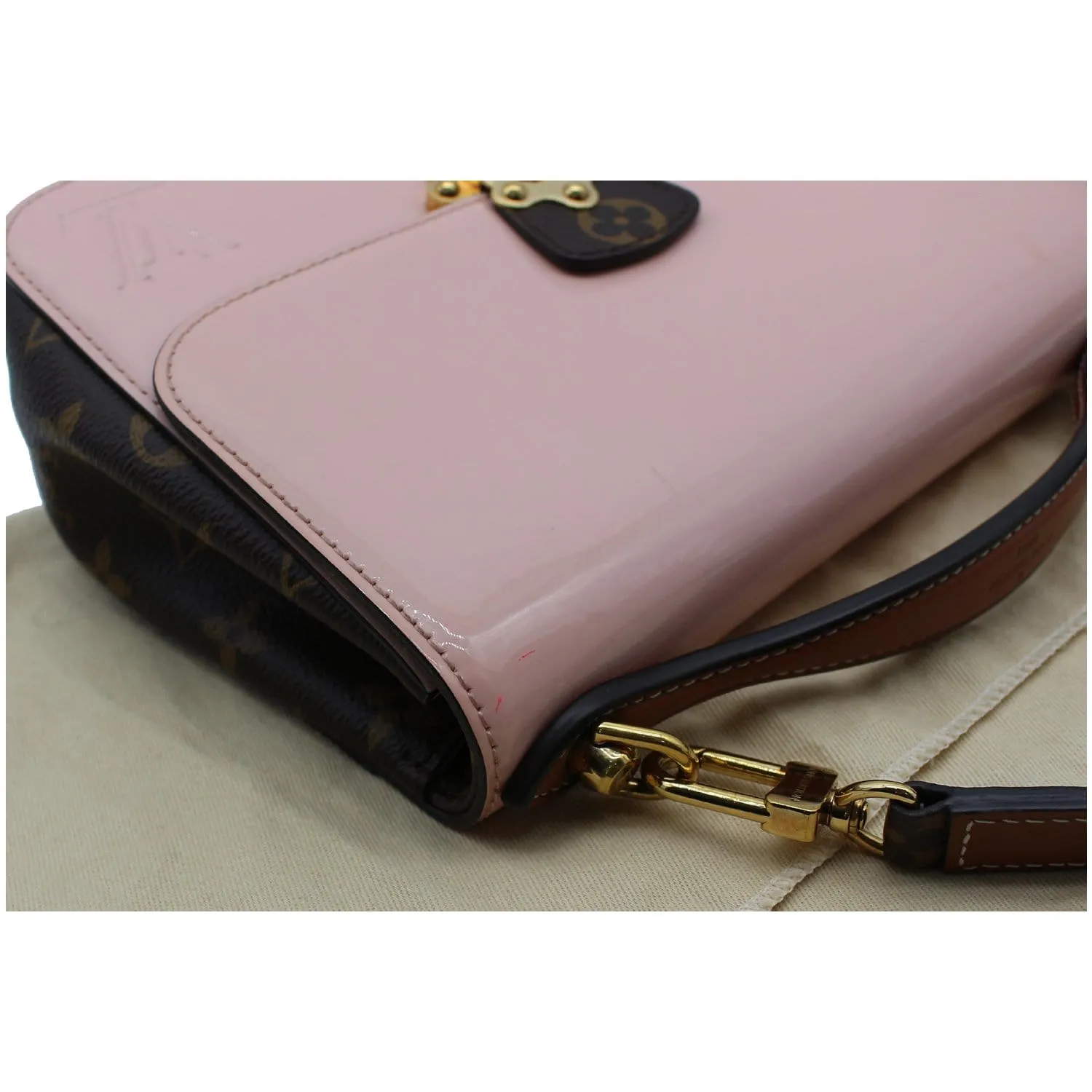 LOUIS VUITTON Cherrywood BB Patent Leather Shoulder Bag Rose Ballerine - 25% OFF