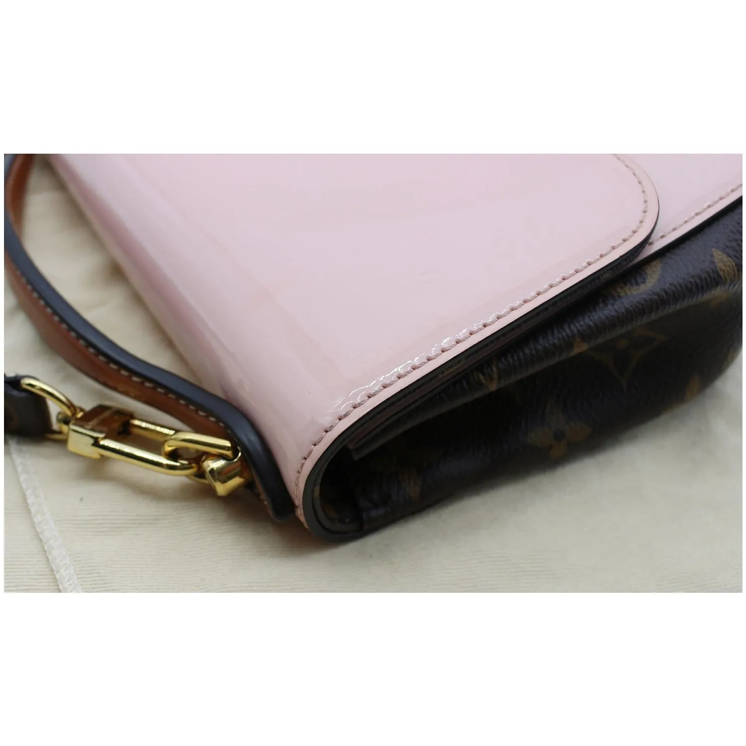 LOUIS VUITTON Cherrywood BB Patent Leather Shoulder Bag Rose Ballerine - 25% OFF