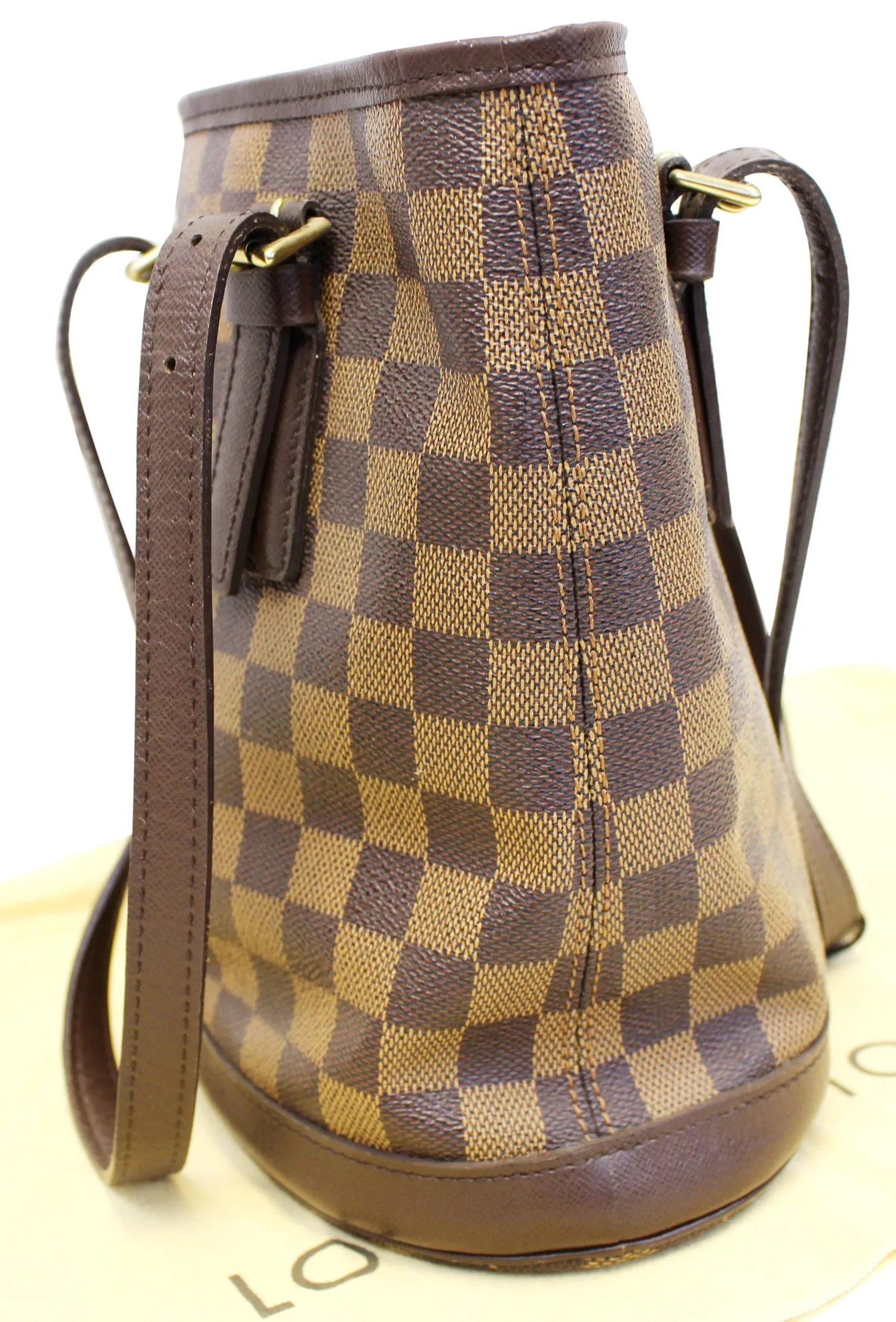 LOUIS VUITTON Damier Ebene Brown Marais Bucket Bag