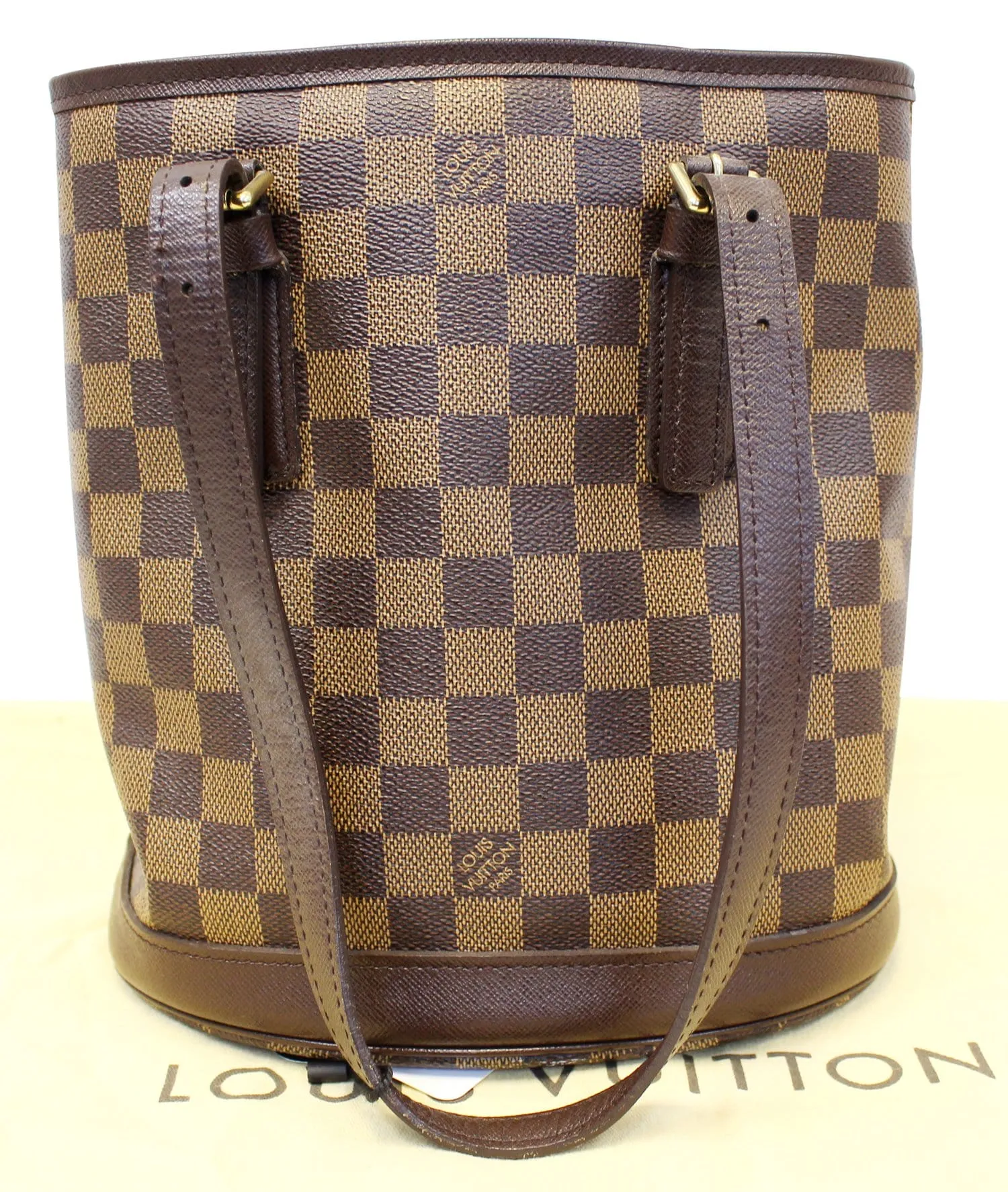LOUIS VUITTON Damier Ebene Brown Marais Bucket Bag