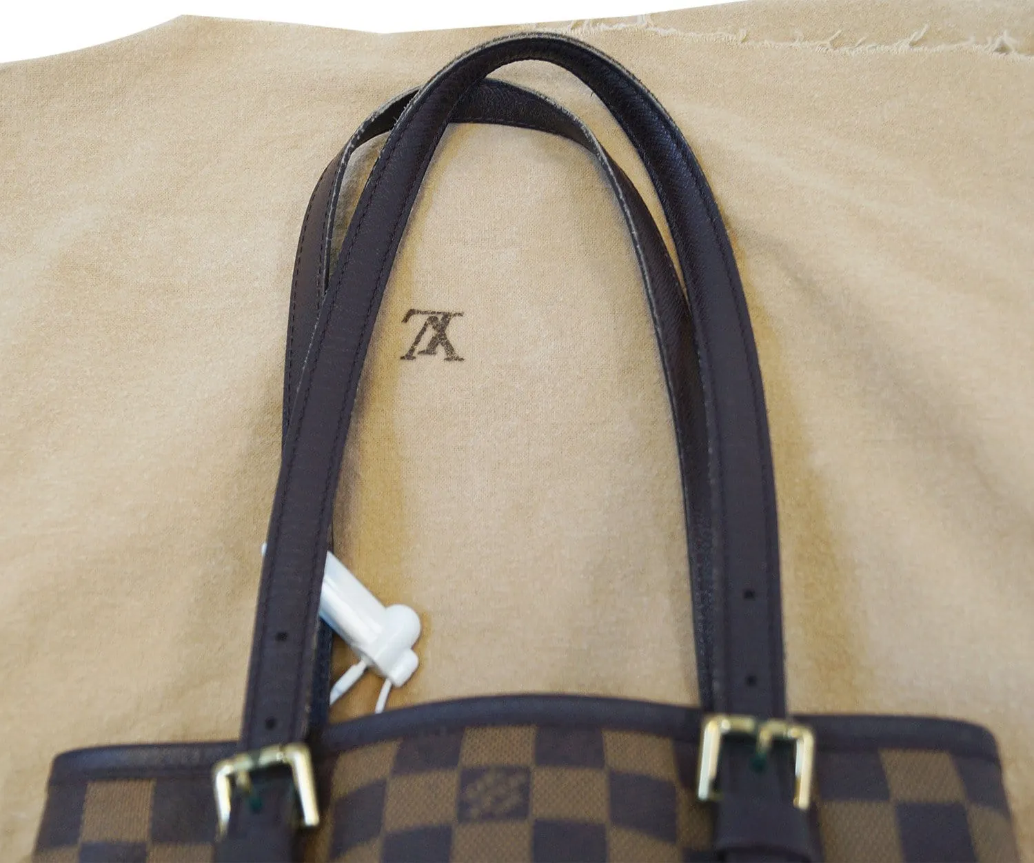 LOUIS VUITTON Damier Ebene Marais Bucket Shoulder Bag