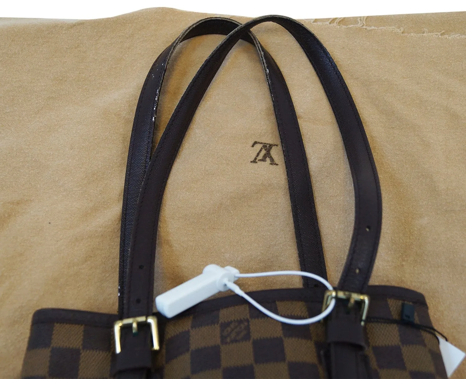 LOUIS VUITTON Damier Ebene Marais Bucket Shoulder Bag