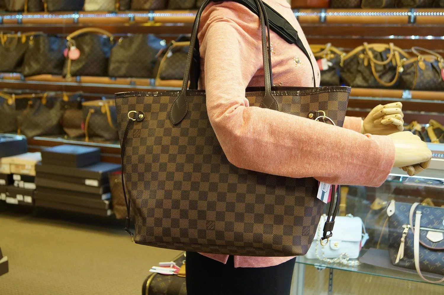 LOUIS VUITTON Damier Ebene Neverfull MM Shoulder Bag