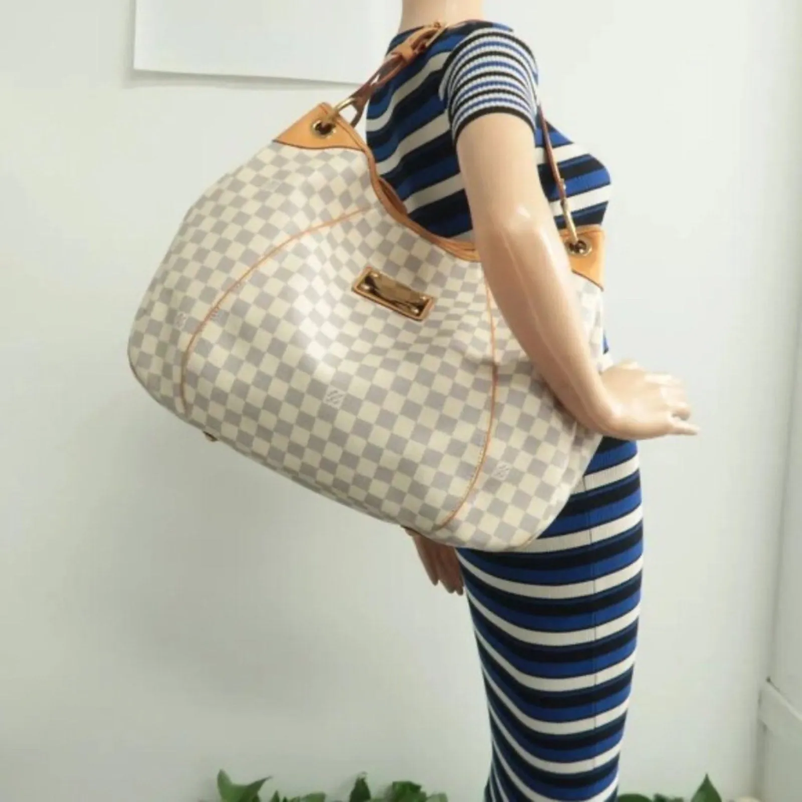 Louis Vuitton Galliera GM White Damier Azur Canvas Shoulder Bag