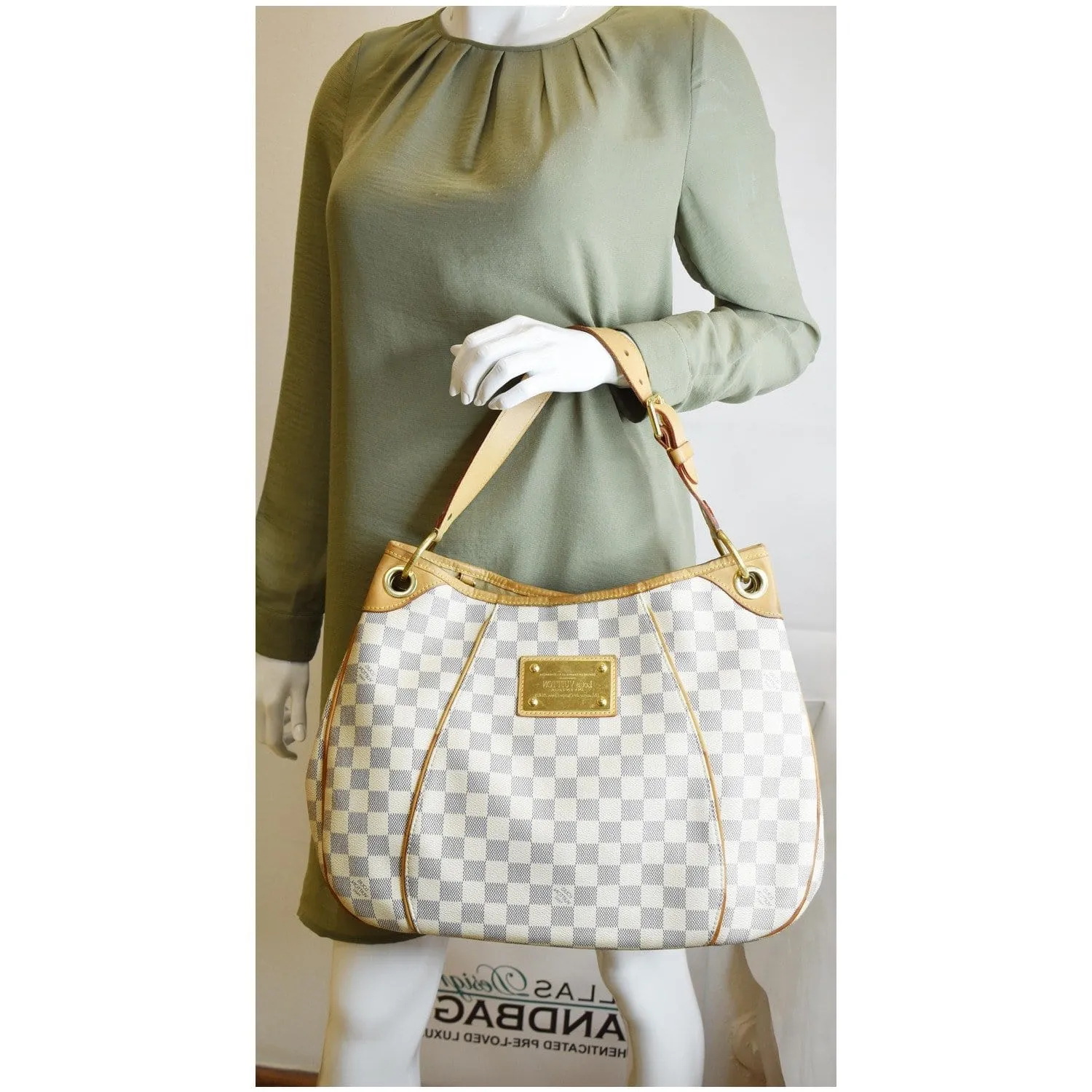 LOUIS VUITTON Galliera PM Damier Azur Shoulder Bag White