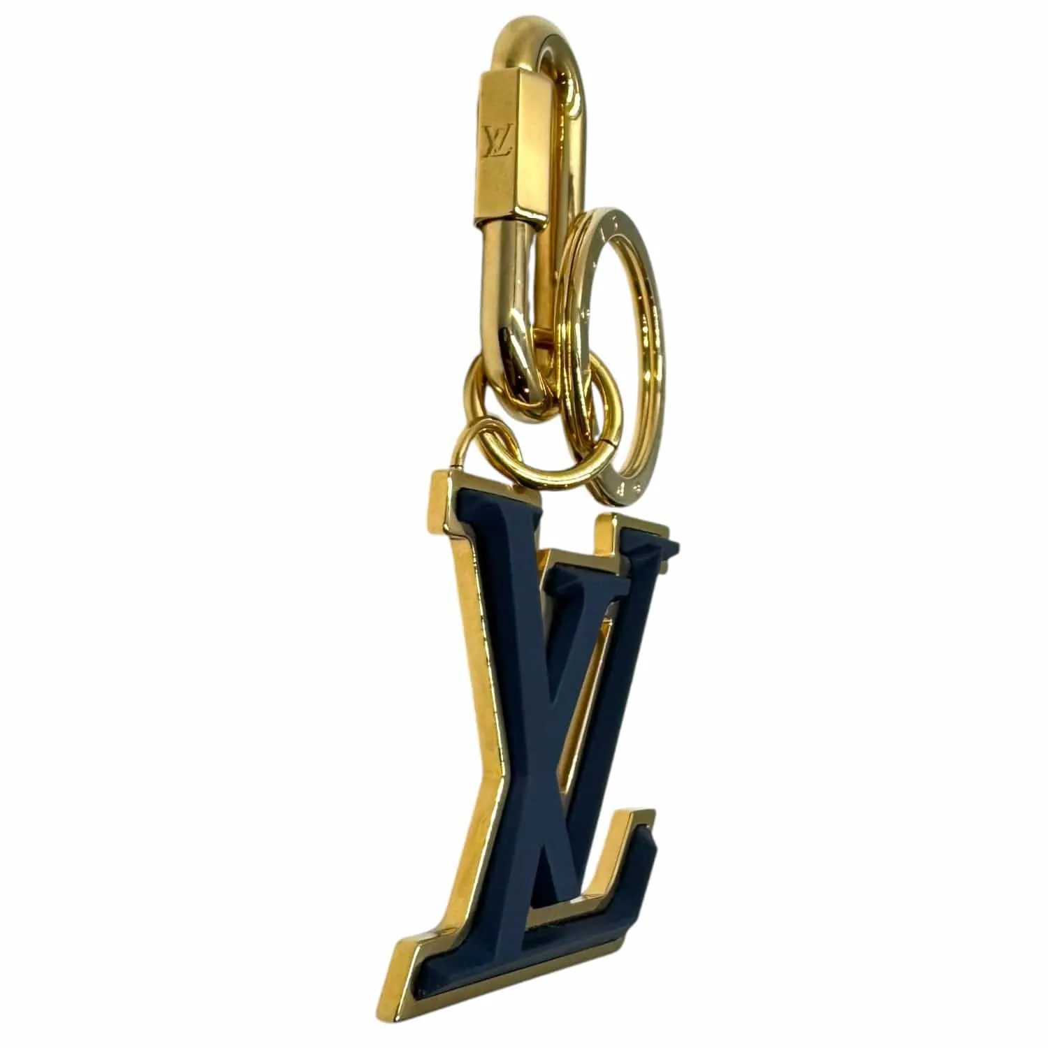 LOUIS VUITTON Logo Bag Charm / Keychain - Blue & Gold New in Box