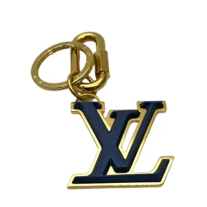 LOUIS VUITTON Logo Bag Charm / Keychain - Blue & Gold New in Box