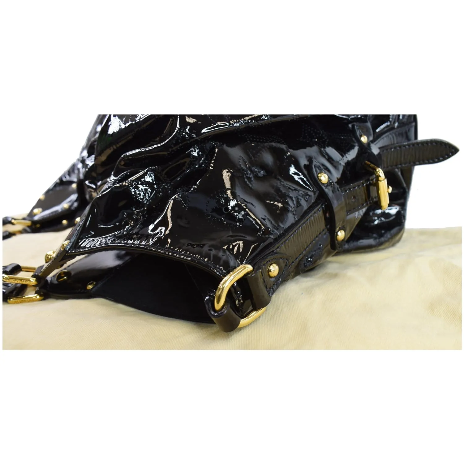 LOUIS VUITTON Mahina XL Patent Leather Shoulder Bag Black