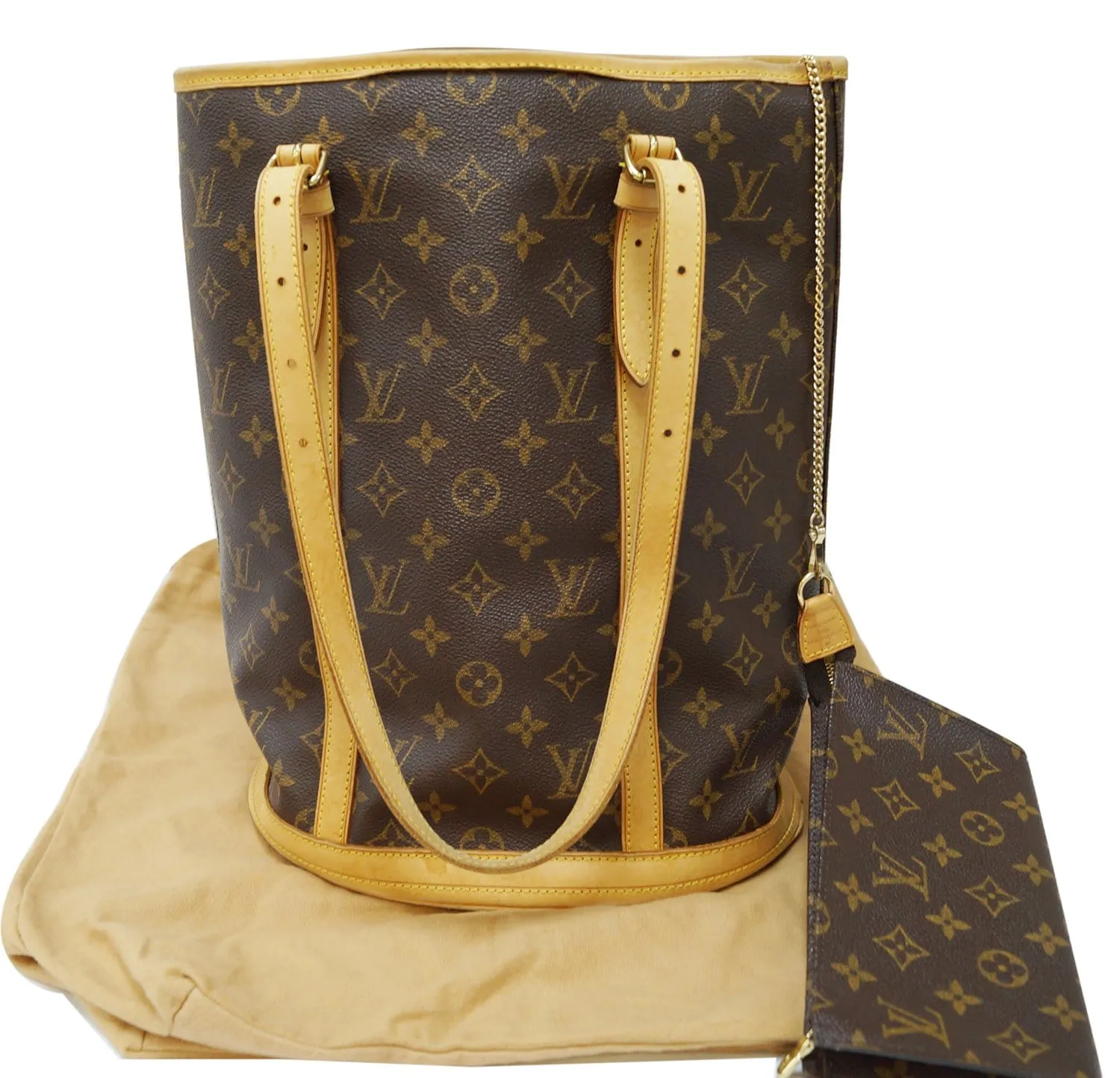 LOUIS VUITTON Monogram Canvas Brown Bucket GM Shoulder Bag