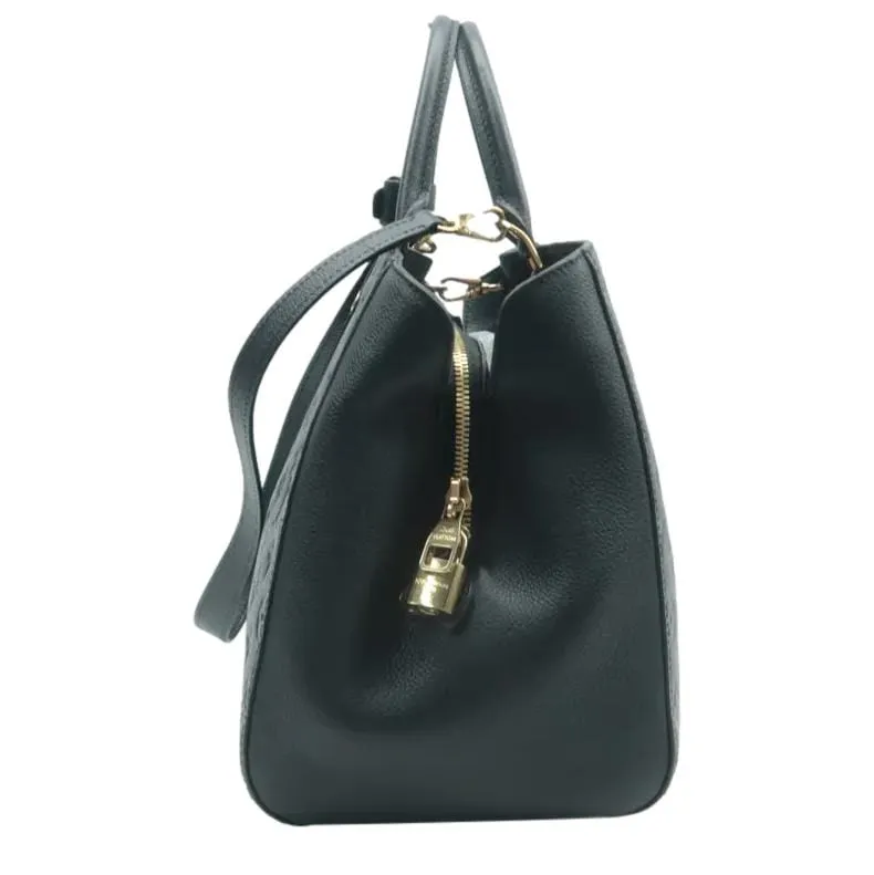 LOUIS VUITTON Montaigne GM Empreinte Leather Shoulder Bag Black