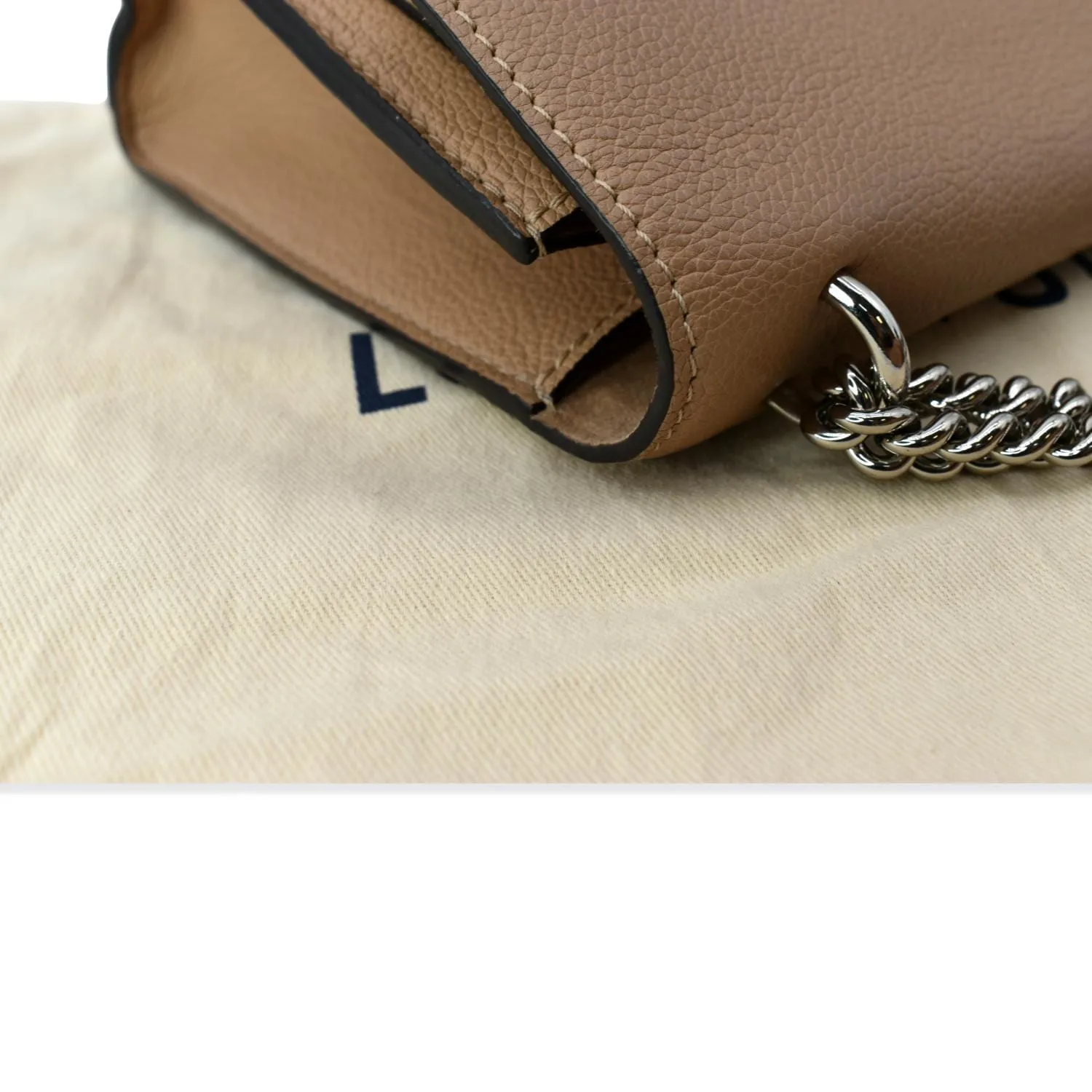 LOUIS VUITTON Mylockme Chain Calf Leather Chain Shoulder Bag Taupe