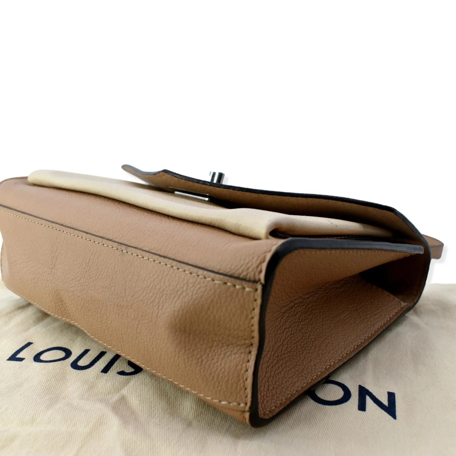 LOUIS VUITTON Mylockme Chain Calf Leather Chain Shoulder Bag Taupe