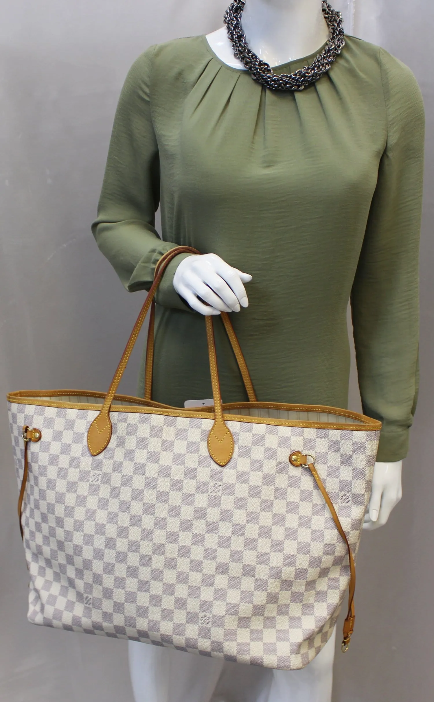 LOUIS VUITTON Neverfull GM Damier Azur Tote Shoulder Bag