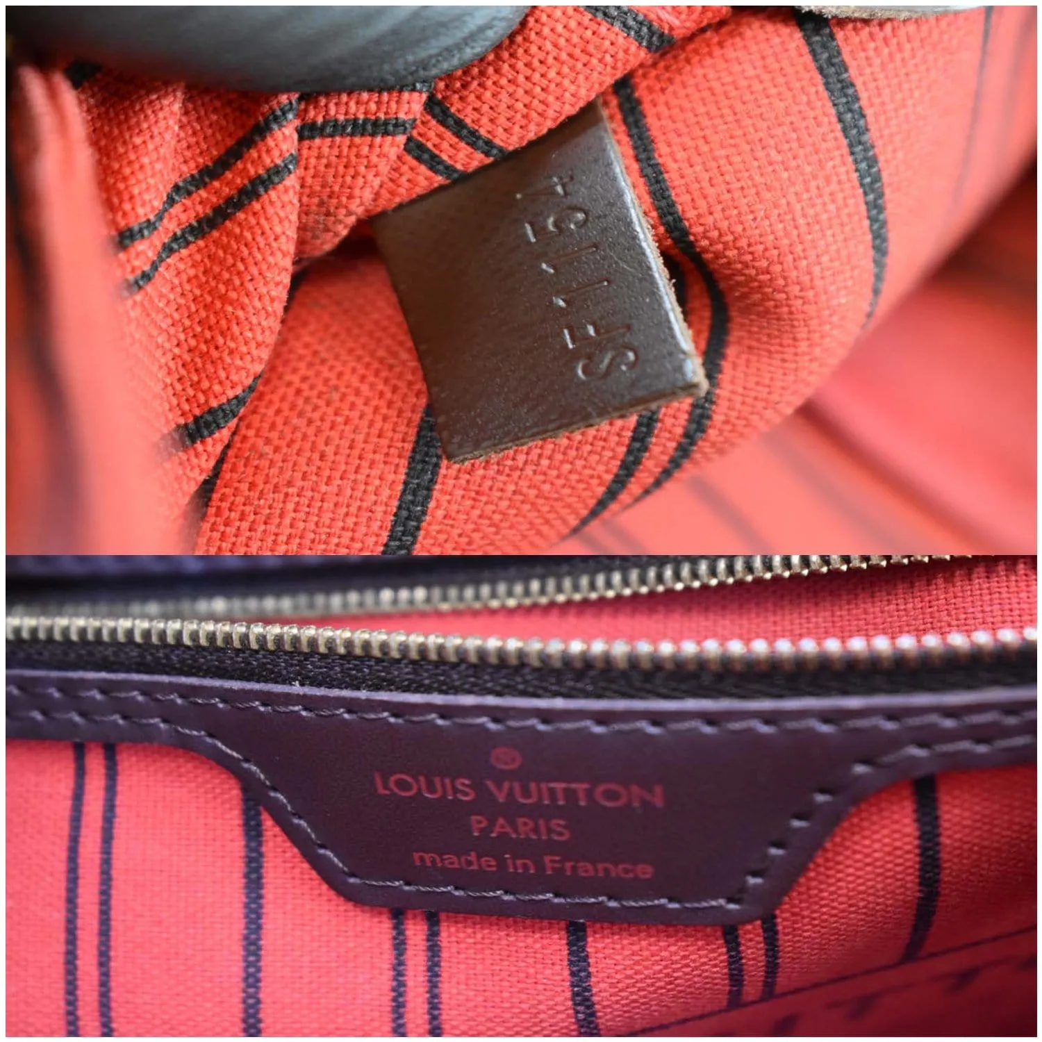 LOUIS VUITTON Neverfull MM Damier Ebene Tote Shoulder Bag Brown